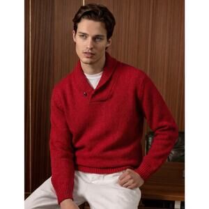 Vintage 80s 90s L.L. Bean Wool Blend Heritage Shawl Collar Sweater Men’s LG Red